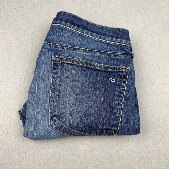 Rag & Bone Blue Matces Women's Jeans Size 28 Cropped Medium Wash Distressed - Picture 1 of 13